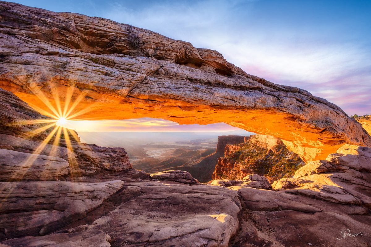 Mesa arch in Canyonlands National Park at sunrise