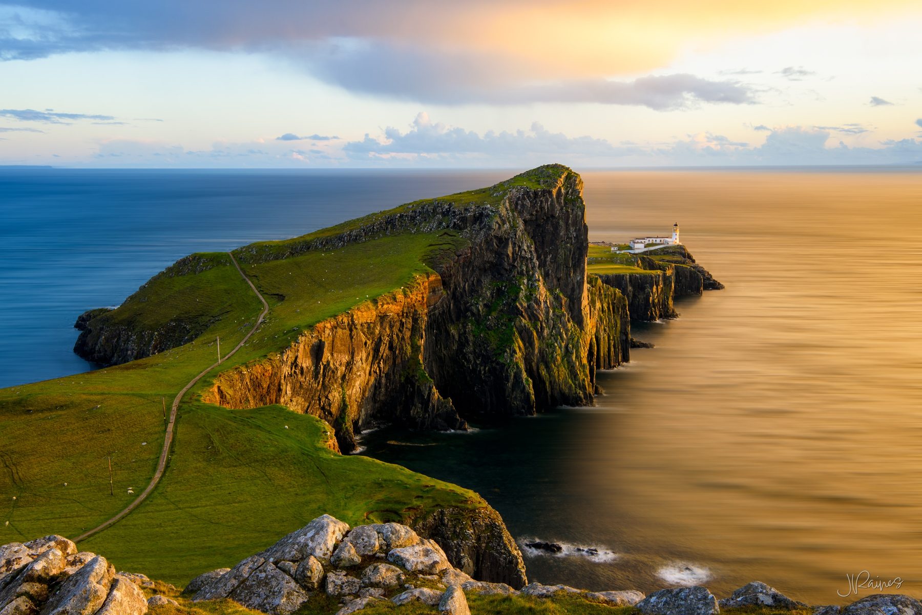 Neist Point and lighthouse on Isle of Skye Scotland