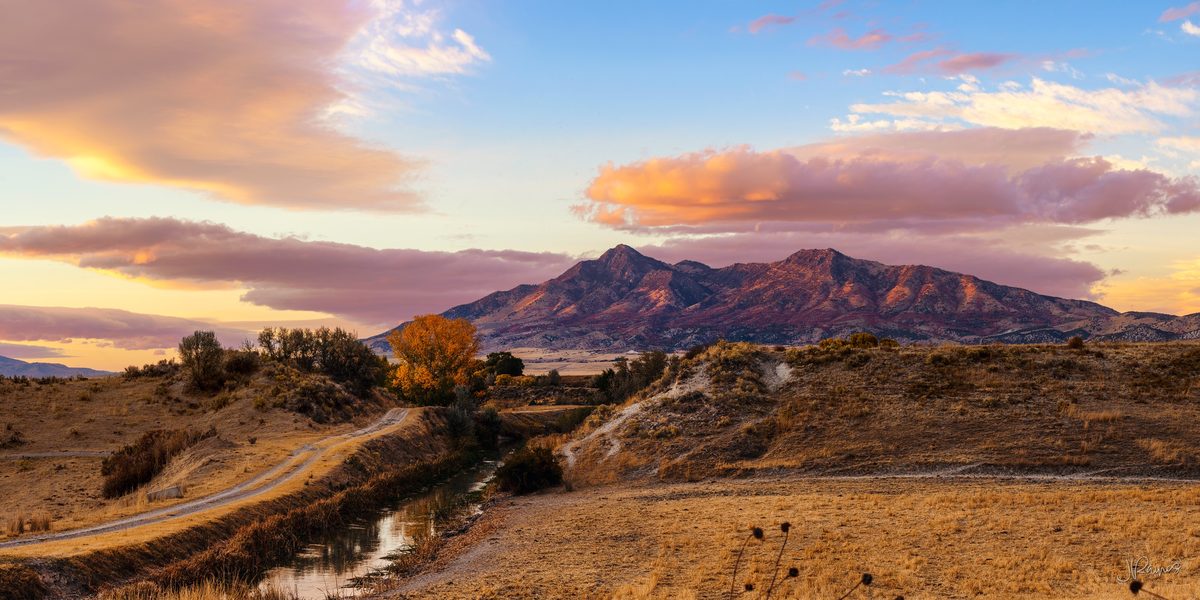 Northern Utah Malad Mountain Range at sunset