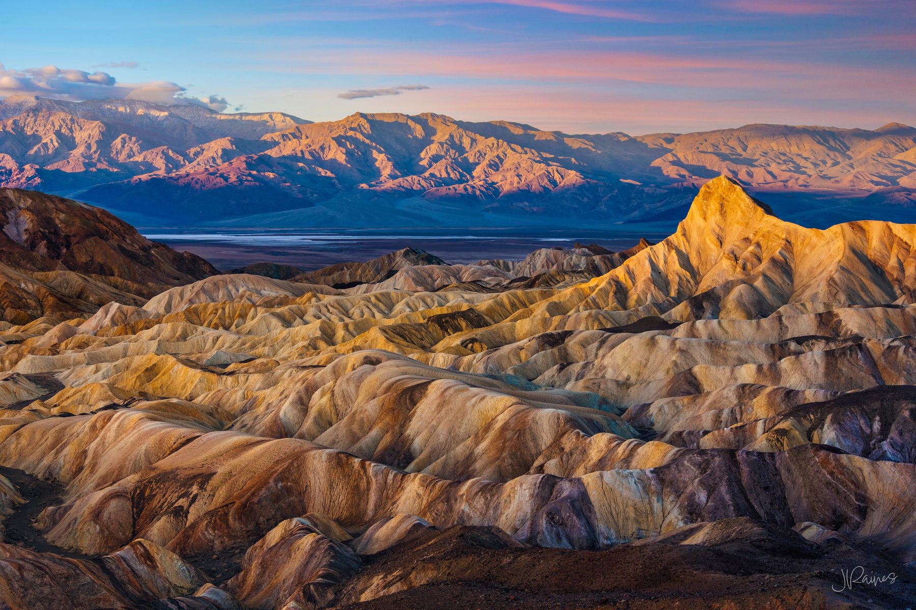 Zabriskie Point at sunrise in Death Valley